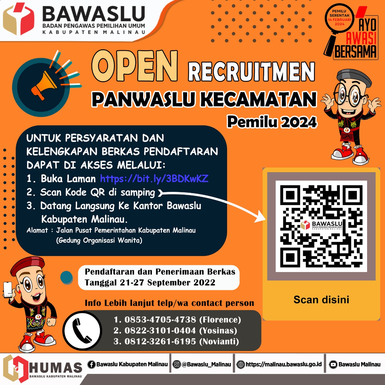 BAWASLU MALINAU BUKA PENDAFTARAN PANWASCAM  PEMILU 2024